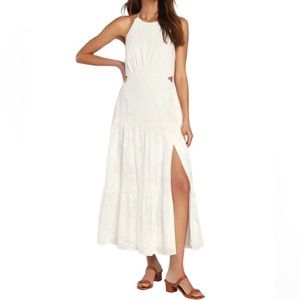 Lulu’s Romantic White Burnout Floral Tiered Midi Dress In Size Small.